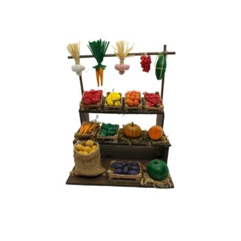 Miniatura Banco frutta e verdura in legno per presepe