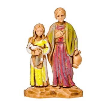 Donna e Bambina in Piedi con colomba in Mano cm 3,5