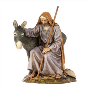 San Giuseppe con asino cm 15