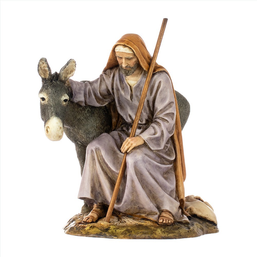 San Giuseppe con asino cm 15