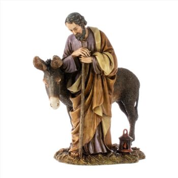 San Giuseppe con asino in resina cm 20